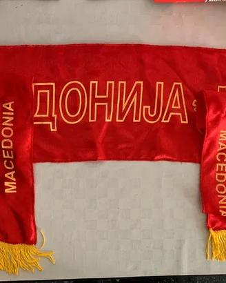 Sciarpa Macedonia Rossa con Frange Gialle