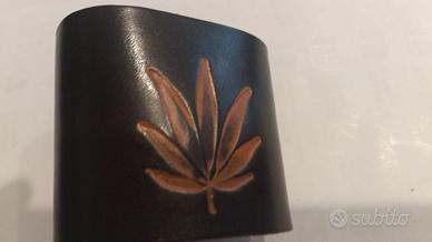 bracciale cuoio pianta ganja