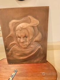 quadro "giovane giullare rame sbalzato a mano