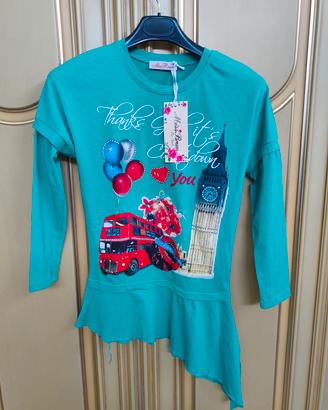 maglietta verde nuova+leggins rosso