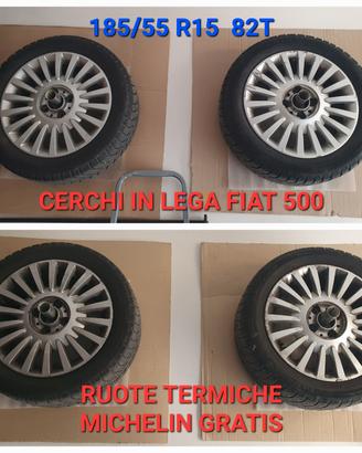 N.4 RUOTE IN LEGA MIS.15 POLLICI x Fiat 500