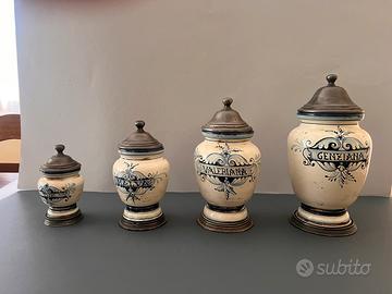 Vasi da farmacia in ceramica vintage albarelli