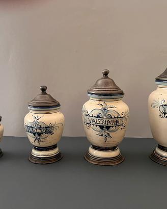 Vasi da farmacia in ceramica vintage albarelli