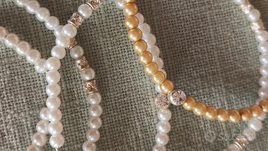 Braccialetti perline color bianco/oro