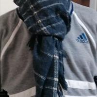 Sciarpa grande uomo scialle in lana blu con righe