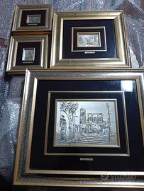 n4 quadri di varie dimensioni tutti su foglia oro