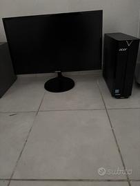 PC FISSO COMPLETO: PC CASE, MONITOR, MOUSE, TASTIE