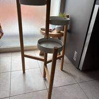 Piedistallo per piante, bambù/bianco 78 cm