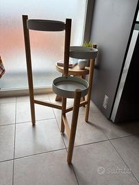 Piedistallo per piante, bambù/bianco 78 cm