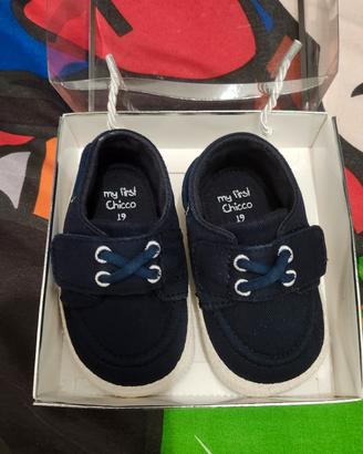 scarpe neonato chicco senza suola numero 19 blu