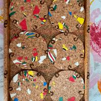 Vassoio con 6 sottobicchieri in sughero