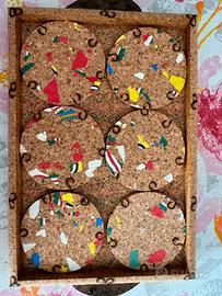 Vassoio con 6 sottobicchieri in sughero