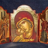 Icona sacra bizantina/Trittico ligneo fatto a mano