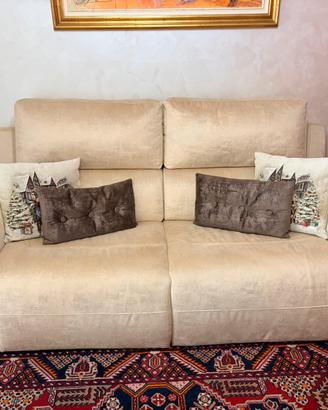 Divano moderno in tessuto beige funz relax