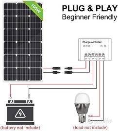 Pannello solare policristallino 100 watt 12 volt