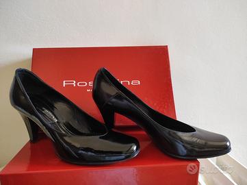 Scarpe décolleté in vera pelle verniciata nera, 36