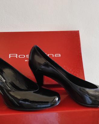 Scarpe décolleté in vera pelle verniciata nera, 36