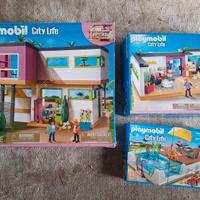 playmobil villa moderna, depandance e piscina