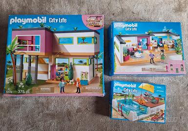 playmobil villa moderna, depandance e piscina