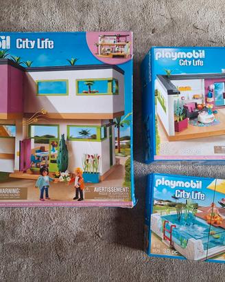 playmobil villa moderna, depandance e piscina