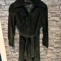 Cappotto in camoscio verde scuro
