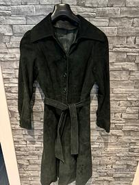 Cappotto in camoscio verde scuro