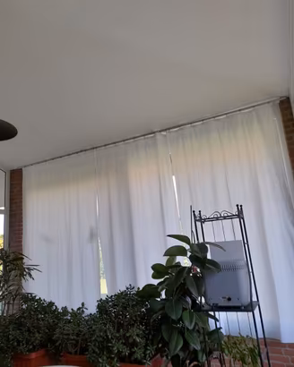 Per FINESTRONE/VETRATA lung4,20m BARRA con 3 TENDE