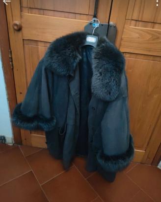 parka in visone blu notte con alamari
