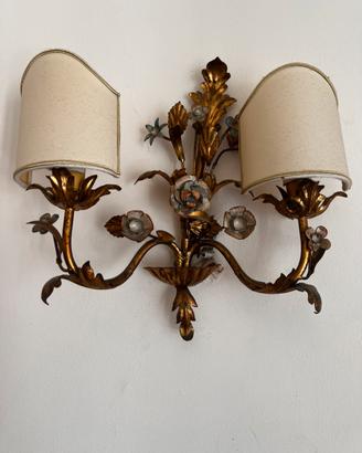 Due appliques vintage dorate in stile vintage
