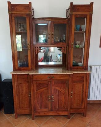 Vetrina Cristalliera + Credenza Art Déco Legno