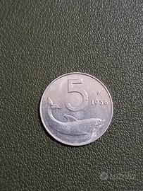 Rara moneta 5 lire 1956 - repubblica Italiana 