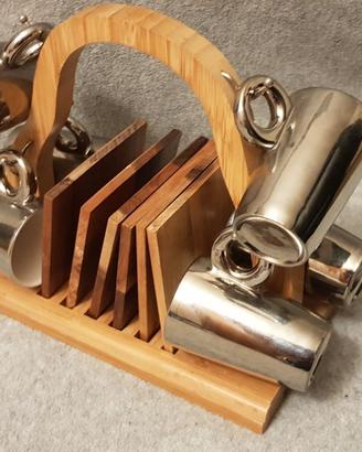 Set tazzine da caffè con piattini e porta-tazze