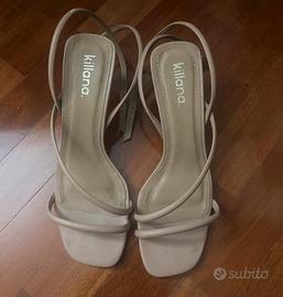 Sandalo color nude in pelle