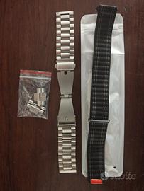 Coppia cinturini 22mm acciaio e nylon
