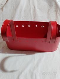 fioriera portavasi in metallo rosso 