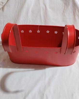 fioriera portavasi in metallo rosso 