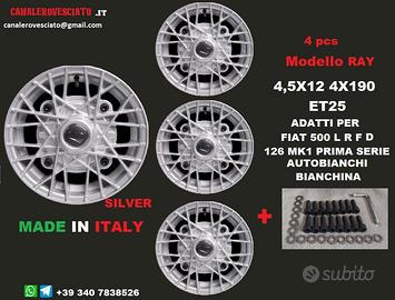 Cerchi RAY SILVER 4,5x12 4x190 fiat 500 l f r