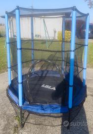 Trampolino elastico 140 cm con rete di sicurezza