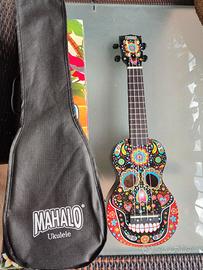 Ukulele Mahalo Art Skull Messicano
