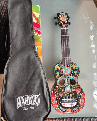 Ukulele Mahalo Art Skull Messicano