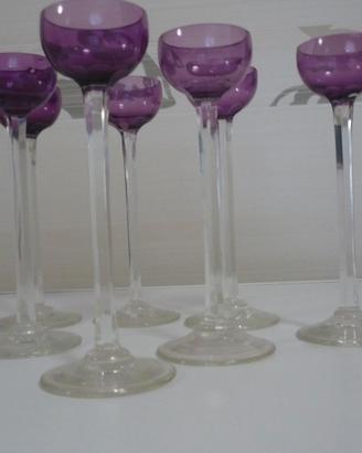 Antichi bicchieri da liquore in ametista.