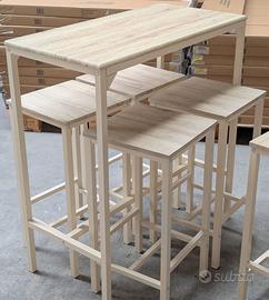 Set tavolo alto 100 cm con 4 sgabelli Bar Brasil