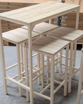 Set tavolo alto 100 cm con 4 sgabelli Bar Brasil