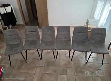 Sei  sedie  in microfibra grigie