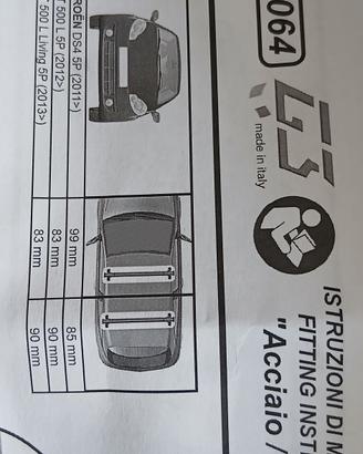 barre portatutto da tetto fiat 500L 5P 2012> o cit