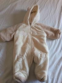 Tuta termica orsetto bianco 3-6 mesi 62cm