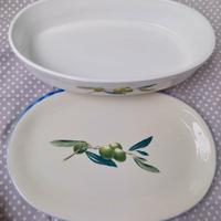 Vassoio e piatto ovale in ceramica, olio dante