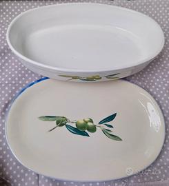 Vassoio e piatto ovale in ceramica, olio dante