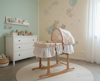 Culla di vimini naturale cesta di mosé boho chic