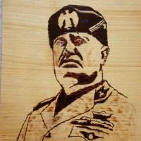 quadro tagliere legno busto duce mussolini
